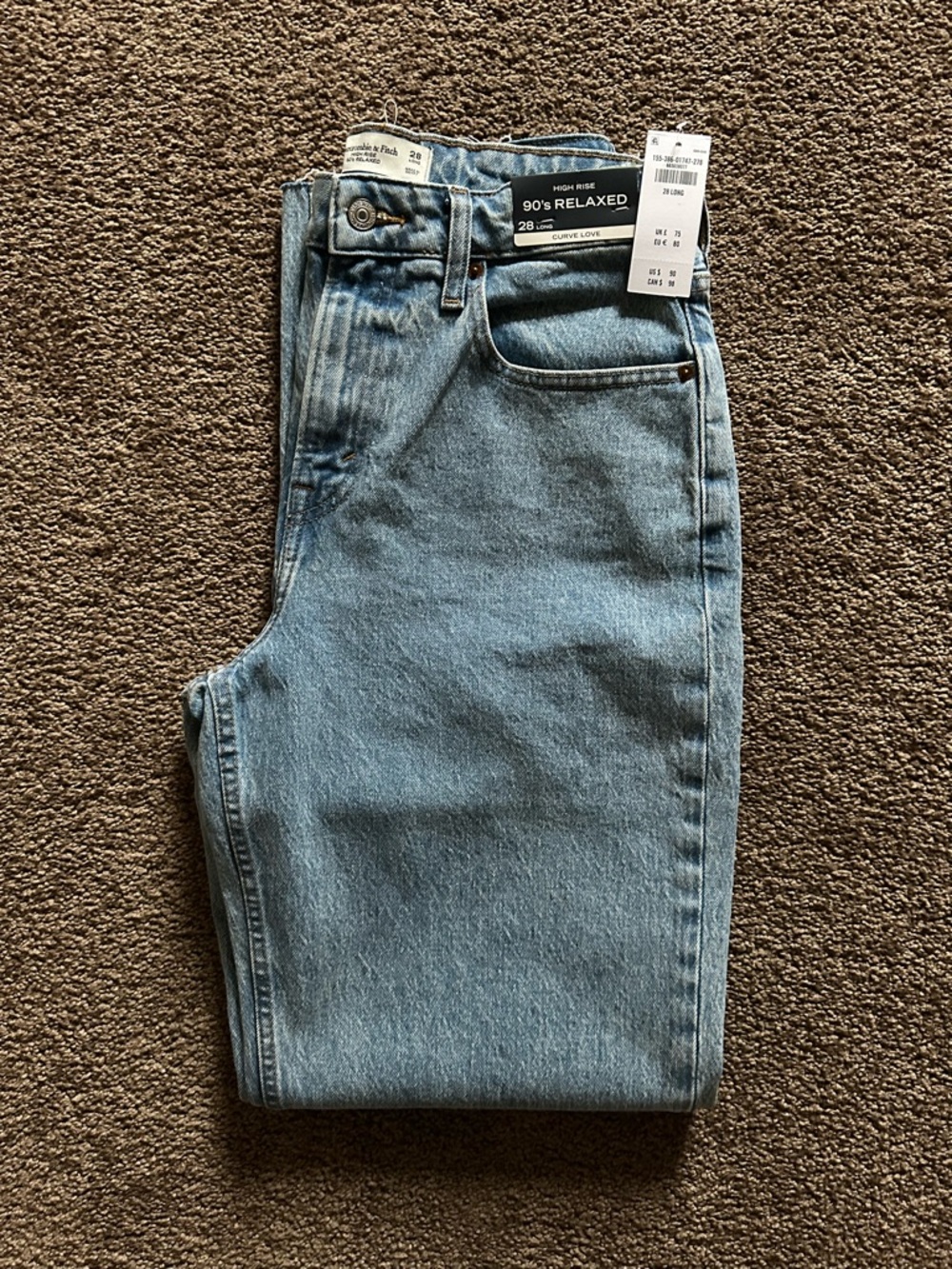 Abercrombie & Fitch Curve Love High Rise 90’s Relaxed Jeans - Medium // 28 LONG - Picture 6 of 14